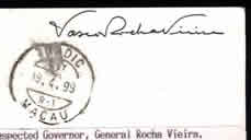 The autograph on the JP10 postcard Rocha Vieira