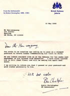 From the Ambassador Sir Robin Christopher, KBE, CMG 30 May 2000