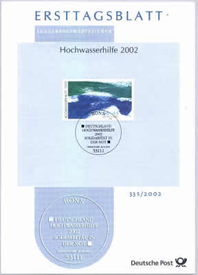 The "flooding" post item issued by German post in 2002.